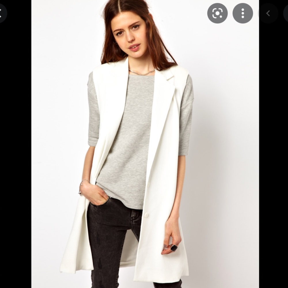 ASOS Just Female White Sleeveless Blazer Vest
